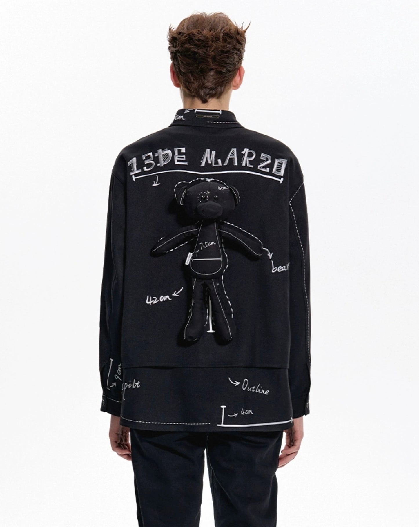 13DE MARZO Sketch Line Shirt Black