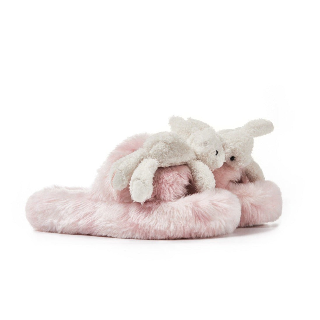 13DE MARZO Logo Furry Plush Slipper Primrose Pink