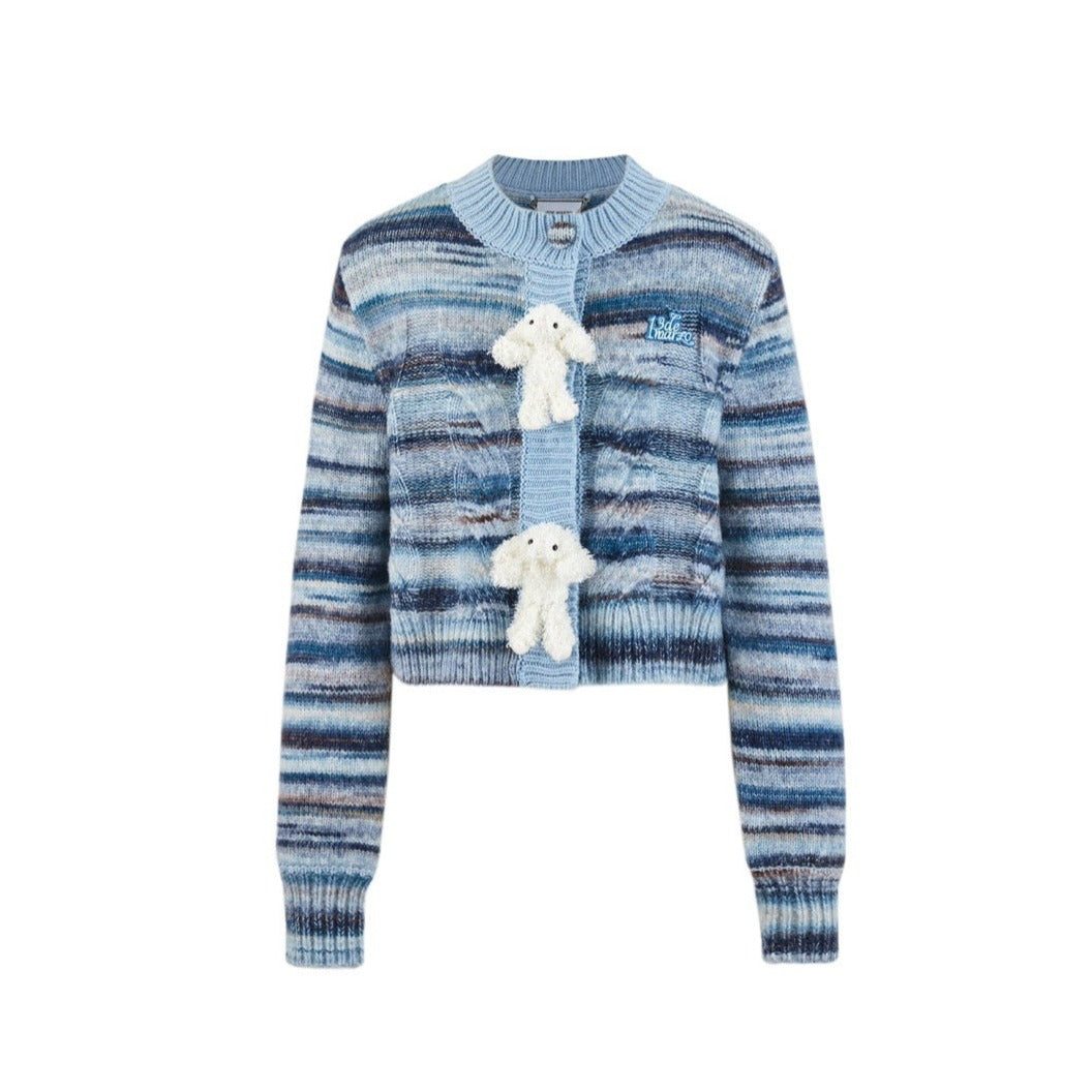 13DE MARZO Bear Button Space Dye Cardigan Glacier Lake