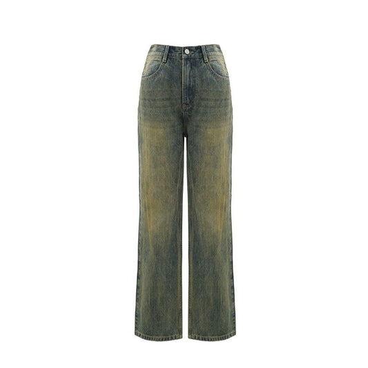 Concise-White Versatile Washed Straight Leg Jeans Vintage Bronze