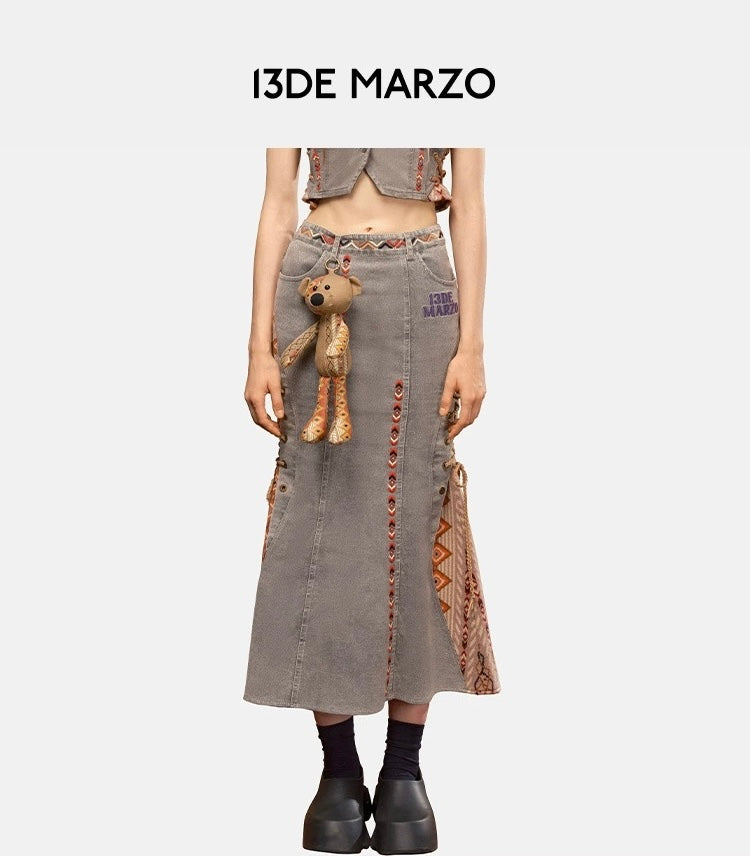 13DE MARZO Tribe Hunting Totem Dress Gray