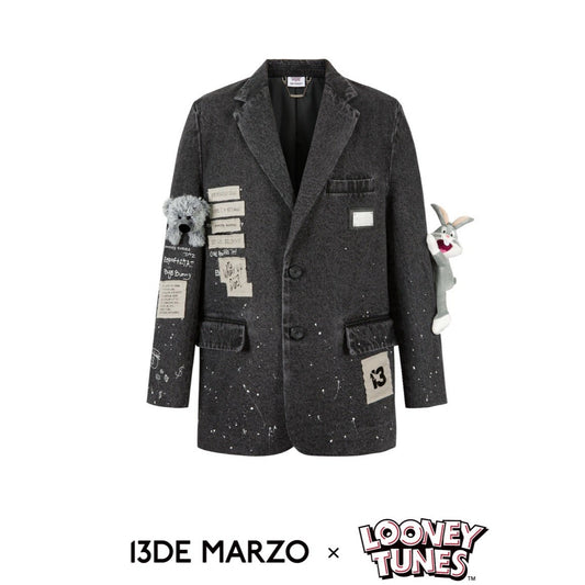 13DE MARZO x LOONEY TUNES Bugs Bunny Splash Denim Suit Washed Black