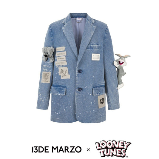 13DE MARZO x LOONEY TUNES Bugs Bunny Splash Denim Suit Washed Blue