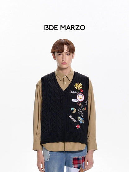 13DE MARZO Badges Knit Vest Tap Shoe