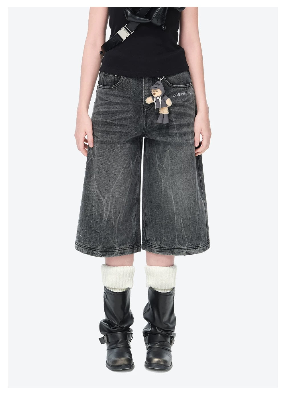 13DE MARZO Rainy Day Jorts Black