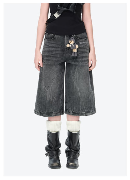 13DE MARZO Rainy Day Jorts Black