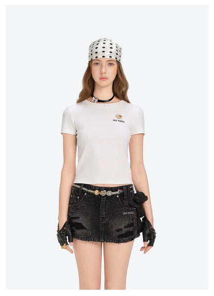 13DE MARZO Mini Logo Tight Tee White