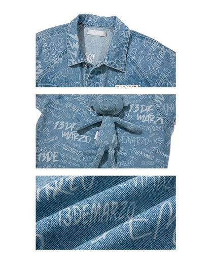 13DE MARZO Graffiti Logo Denim Jacket Blue