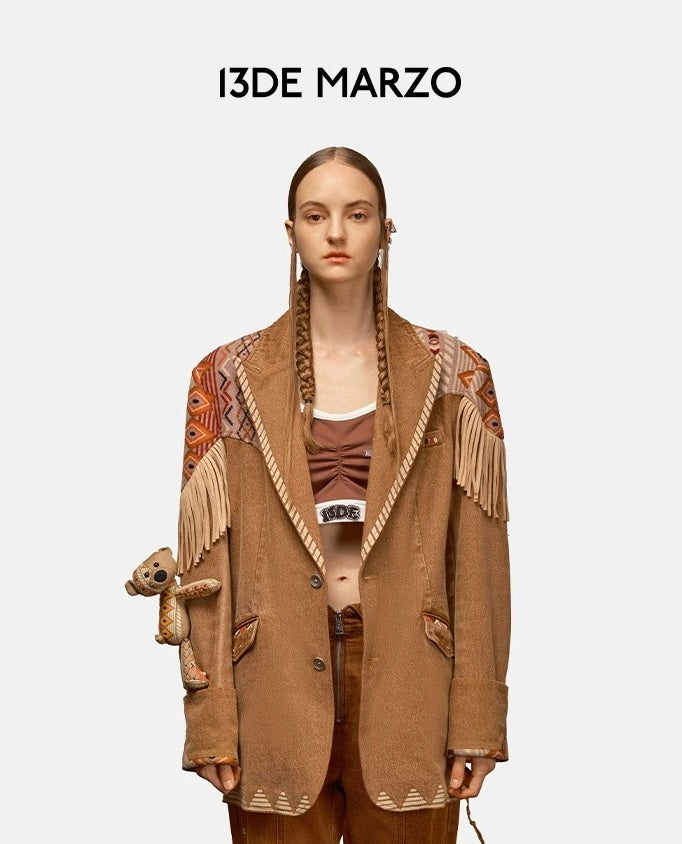 13DE MARZO Tribe Hunting Totem Suit Brown