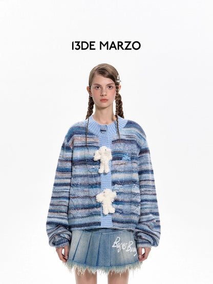 13DE MARZO Bear Button Space Dye Cardigan Glacier Lake