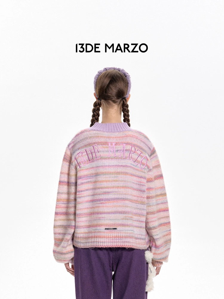 13DE MARZO Bear Button Space Dye Cardigan Lavender Mist