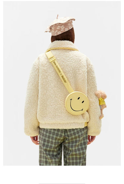 Messenger Bag Lamb Wool Coat Beige