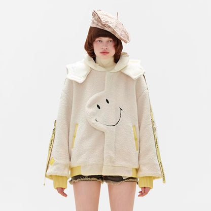 Webbing Lamb Wool Coat Beige