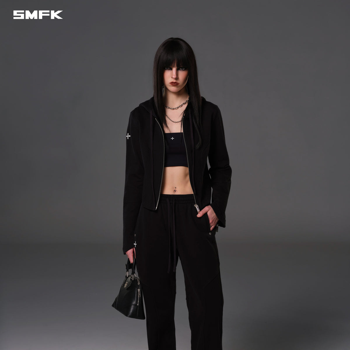 SMFK Permanent Slim Strt Pants Cotton Wool Wild Black