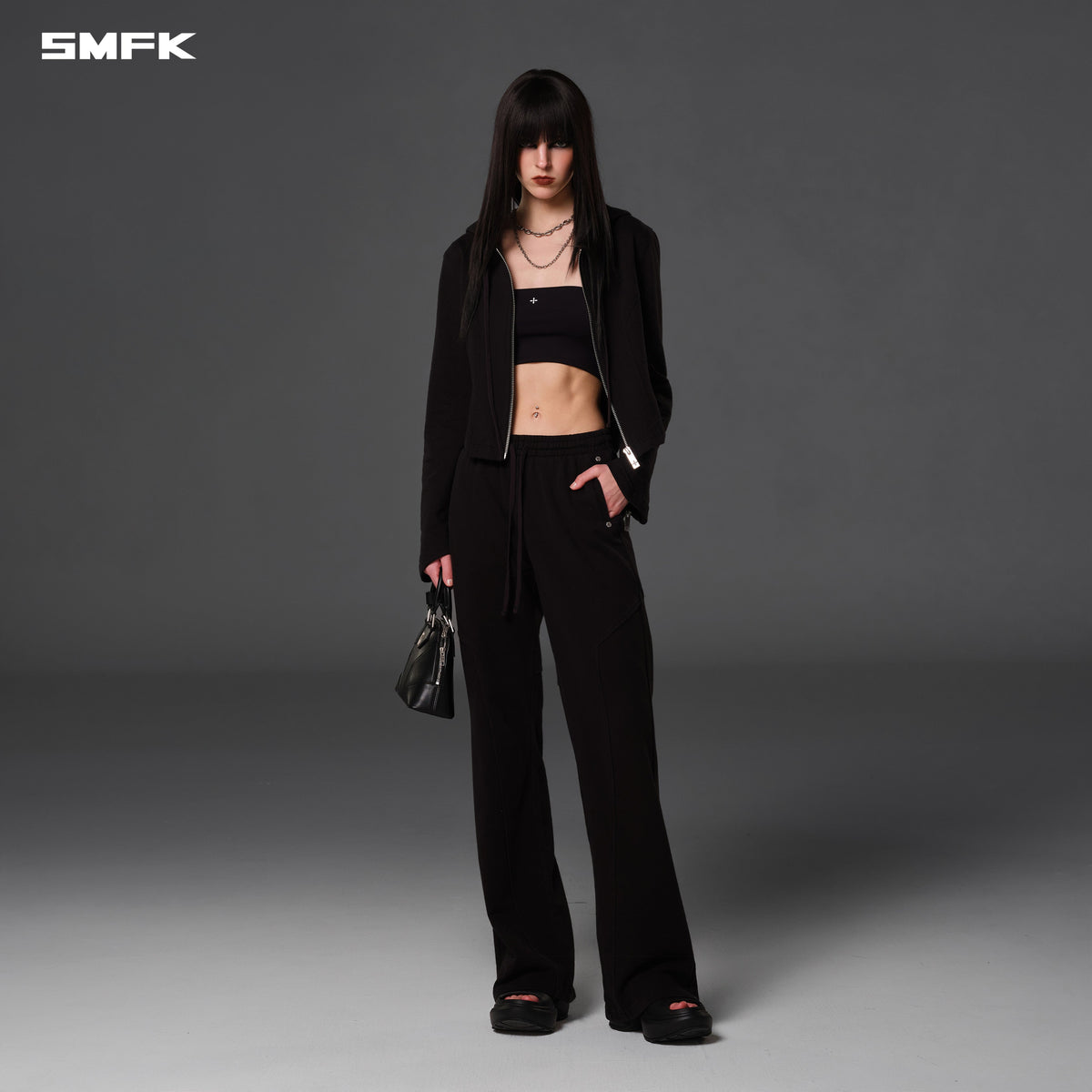 SMFK Permanent Slim Strt Pants Cotton Wool Wild Black