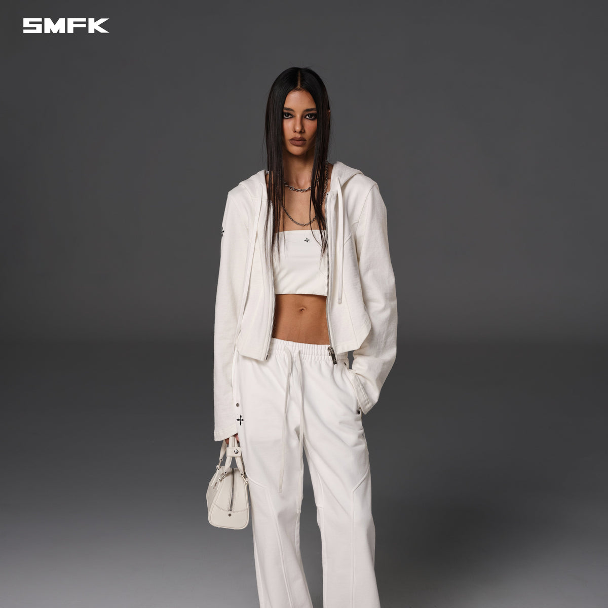 SMFK Permanent Slim Strt Pants Cotton Wool Cloud White