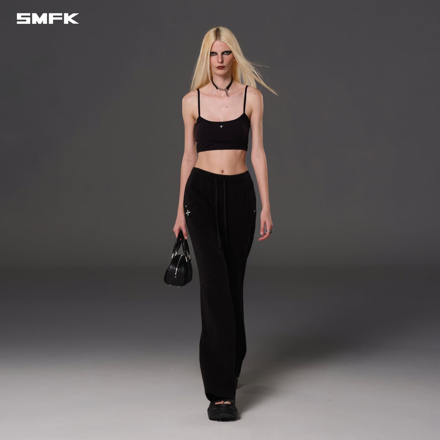 SMFK Permanent Slim Flared Pants Cotton Wool Wild Black