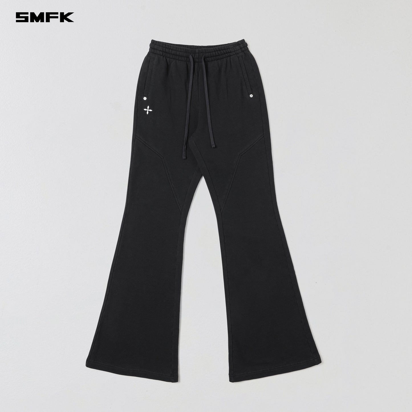SMFK Permanent Slim Flared Pants Cotton Wool Wild Black