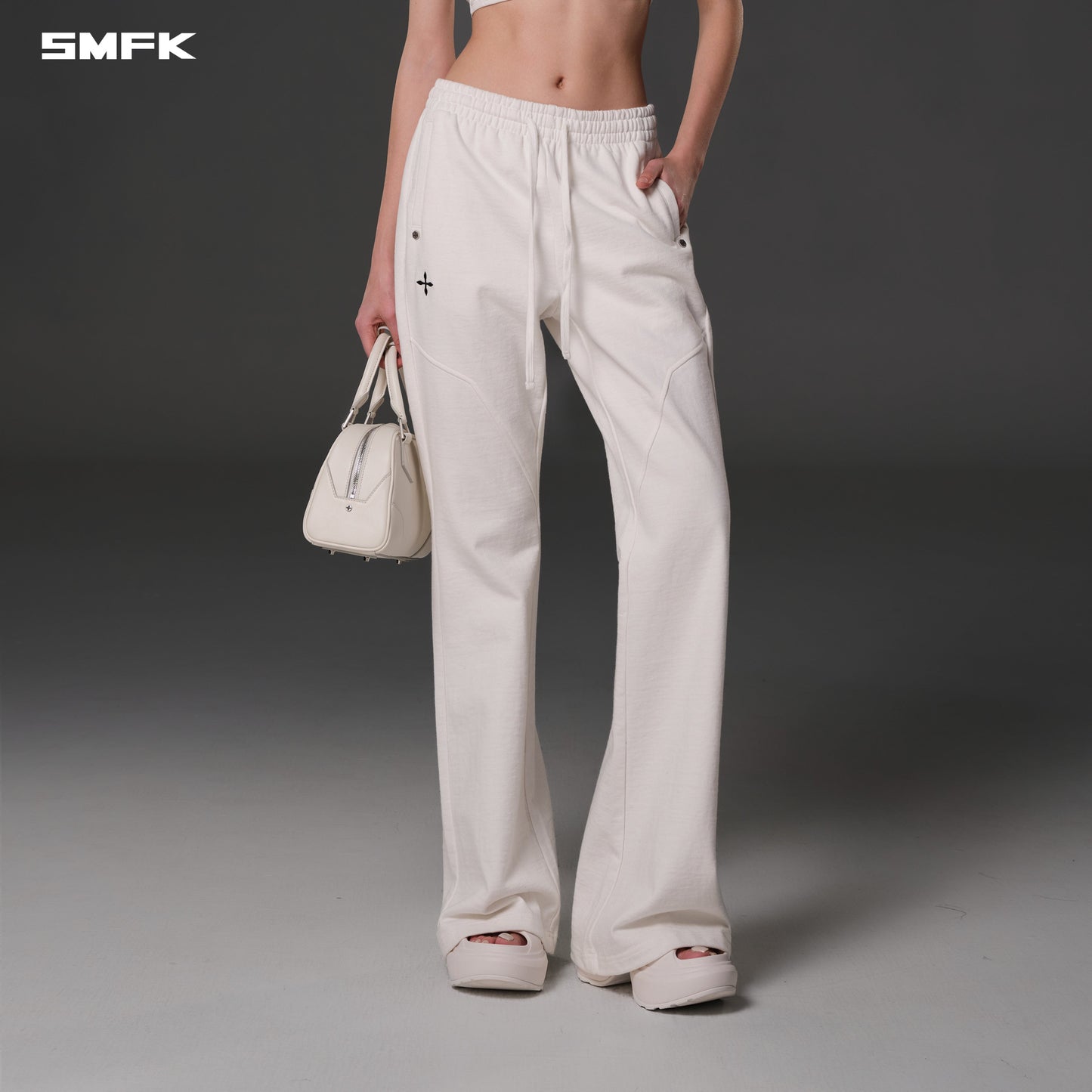 SMFK Permanent Slim Flared Pants Cotton Wool Cloud White