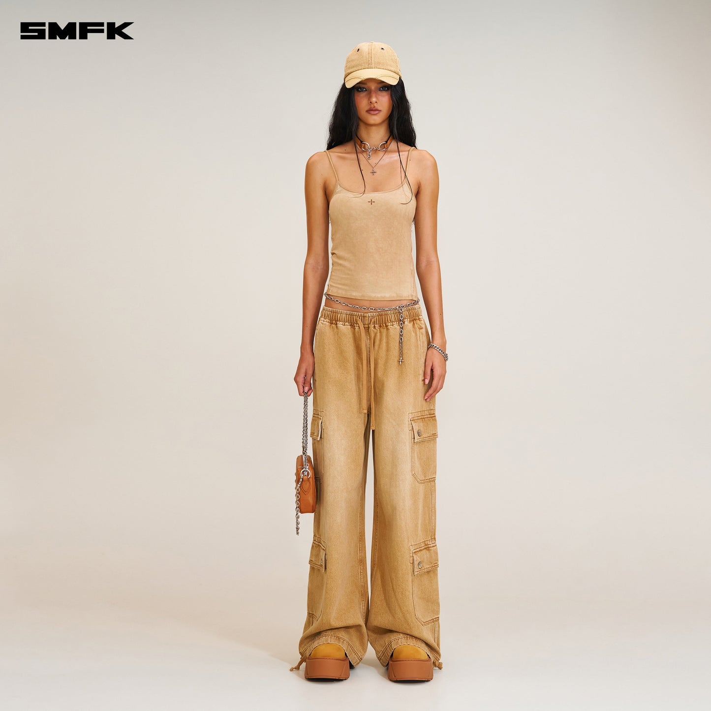 SMFK Compass Mode Tower Denim Sports Pants Grassland Khaki