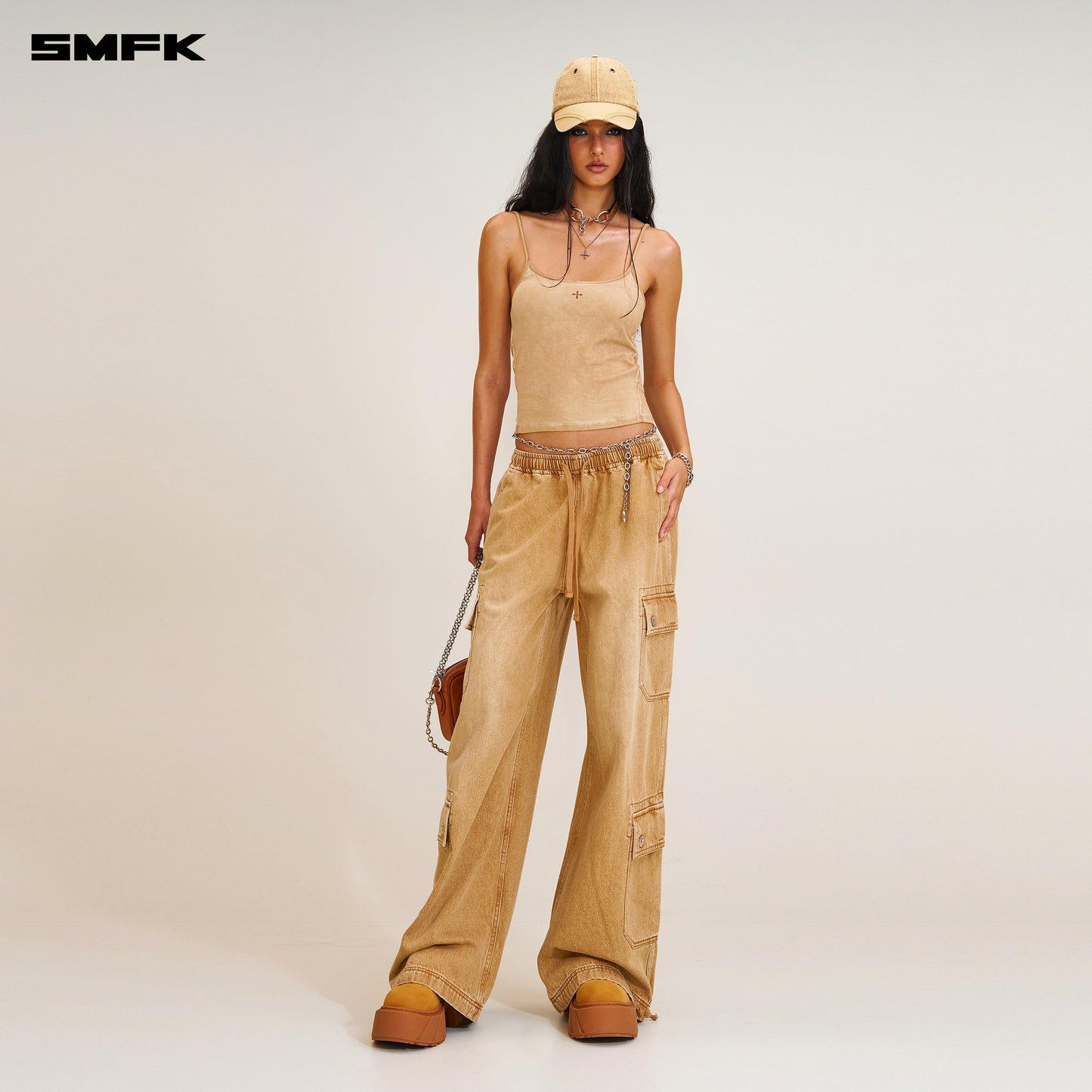SMFK Compass Mode Tower Denim Sports Pants Grassland Khaki