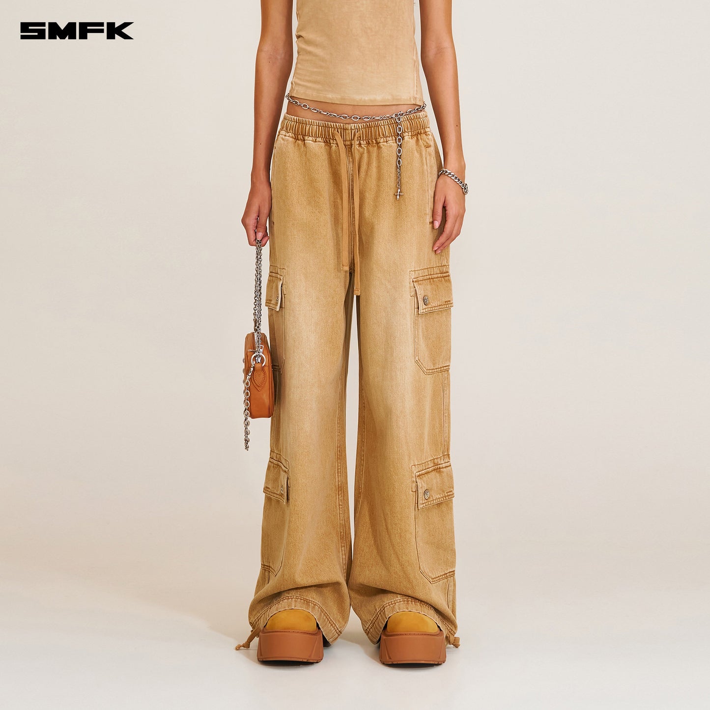 SMFK Compass Mode Tower Denim Sports Pants Grassland Khaki