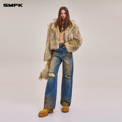 SMFK Compass Mode Wasteland Loose Straight Denim Pants Wasteland Blue