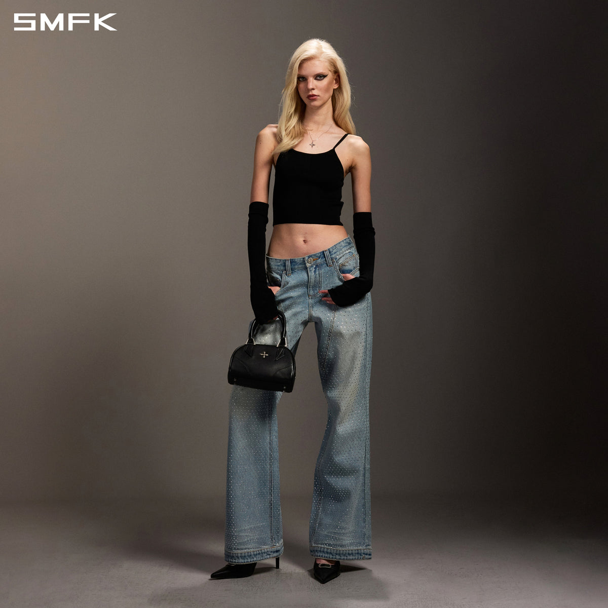 SMFK Compass Mirage Flared Denim Pants Cotton+Diamond/W Denim Blue Diamond