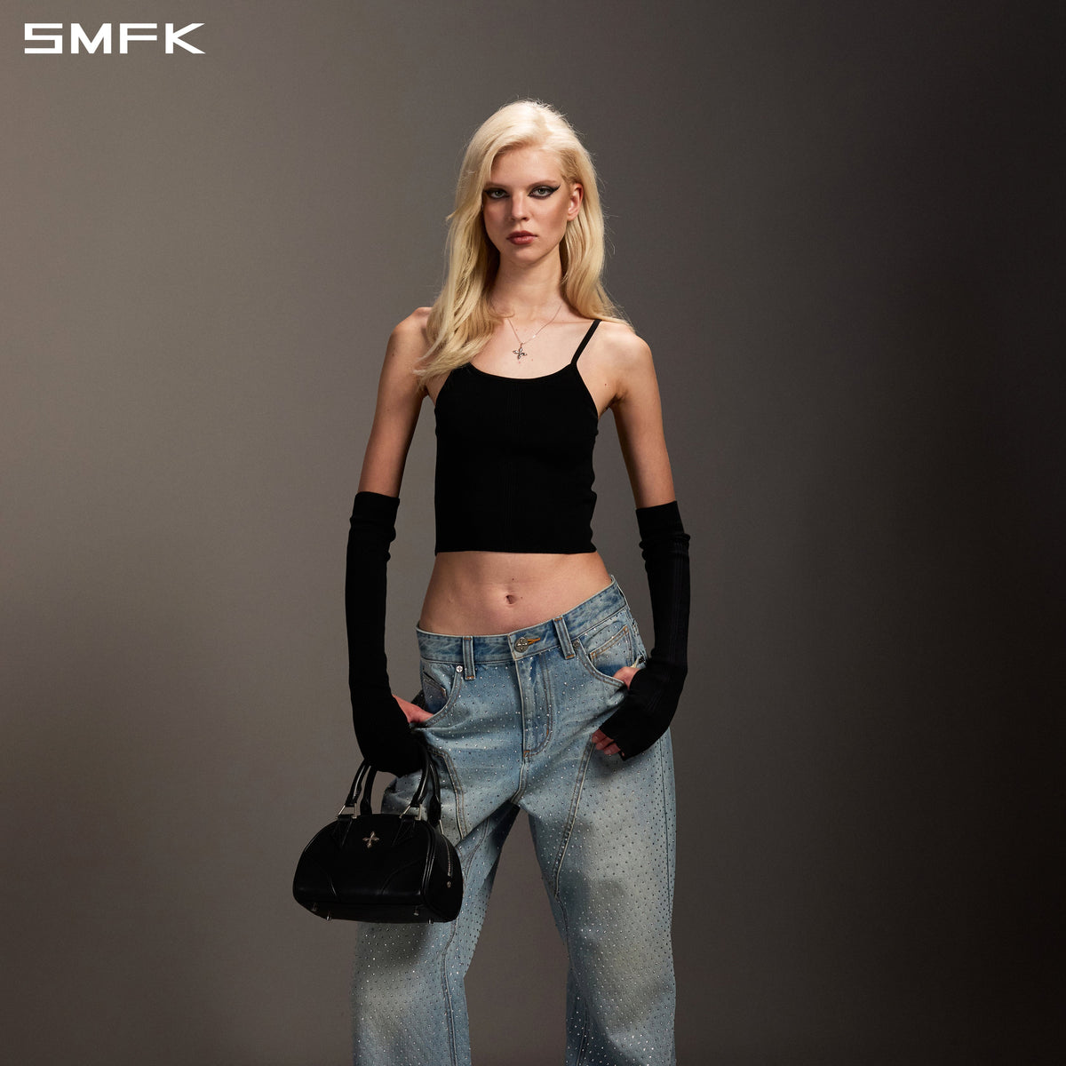 SMFK Compass Mirage Flared Denim Pants Cotton+Diamond/W Denim Blue Diamond