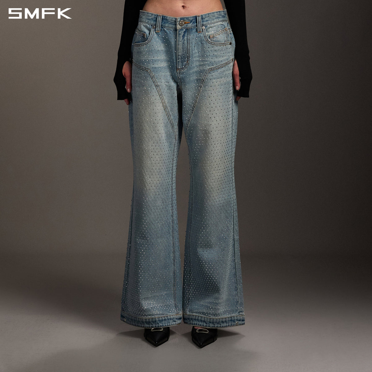 SMFK Compass Mirage Flared Denim Pants Cotton+Diamond/W Denim Blue Diamond