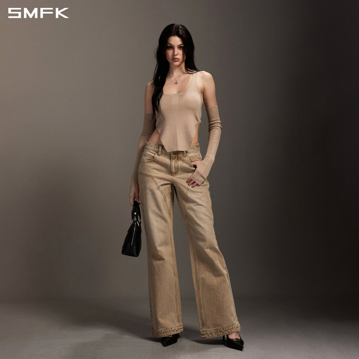 SMFK Compass Mirage Flared Denim Pants Cotton/W Fresh Skin