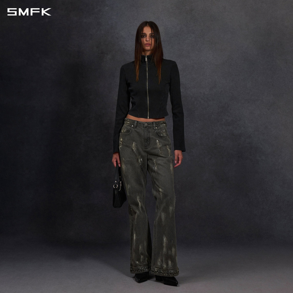 SMFK Compass Mirage Flared Denim Pants Cotton/W Storm Grey