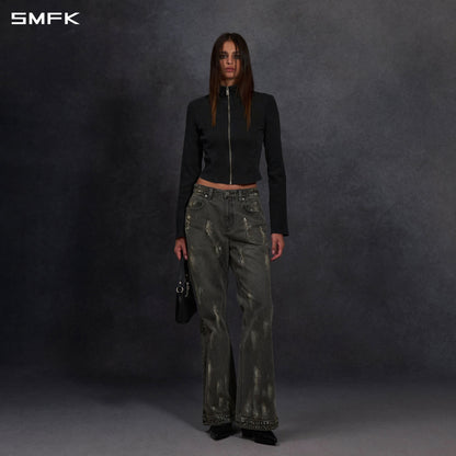 SMFK Compass Mirage Flared Denim Pants Cotton/W Storm Grey