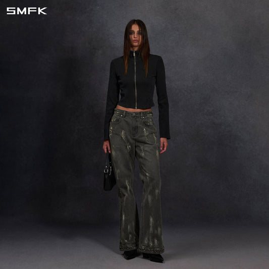 SMFK Compass Mirage Flared Denim Pants Cotton/W Storm Grey