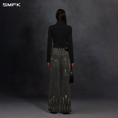 SMFK Compass Mirage Flared Denim Pants Cotton/W Storm Grey