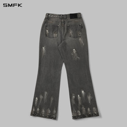 SMFK Compass Mirage Flared Denim Pants Cotton/W Storm Grey