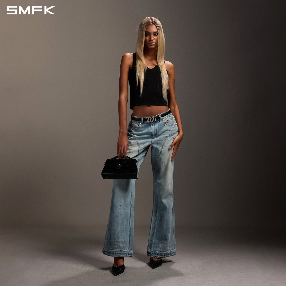 SMFK Compass Mirage Flared Denim Pants Cotton/W Sky Blue