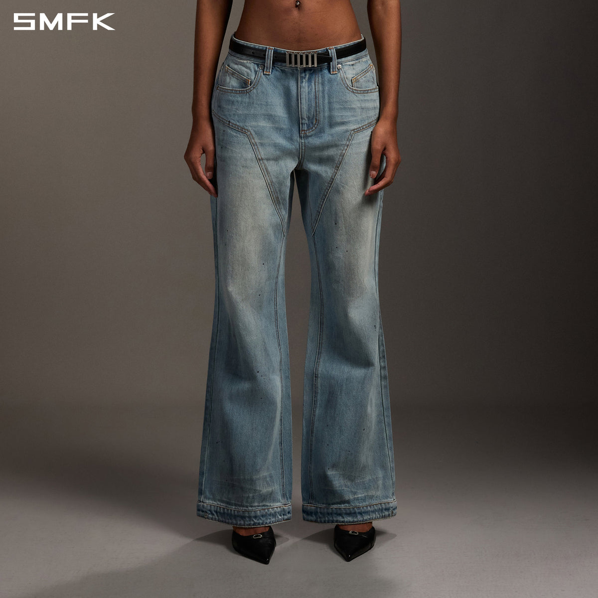 SMFK Compass Mirage Flared Denim Pants Cotton/W Sky Blue