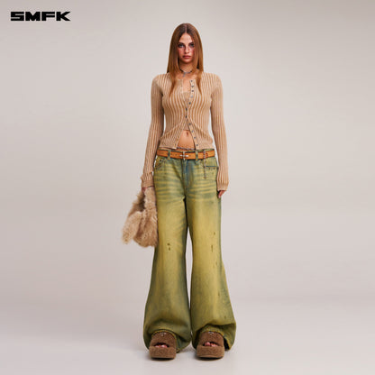 SMFK Compass Wild Horse Loose Denim Pants Cheese
