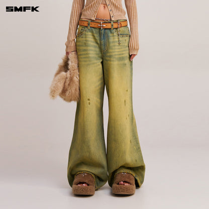 SMFK Compass Wild Horse Loose Denim Pants Cheese