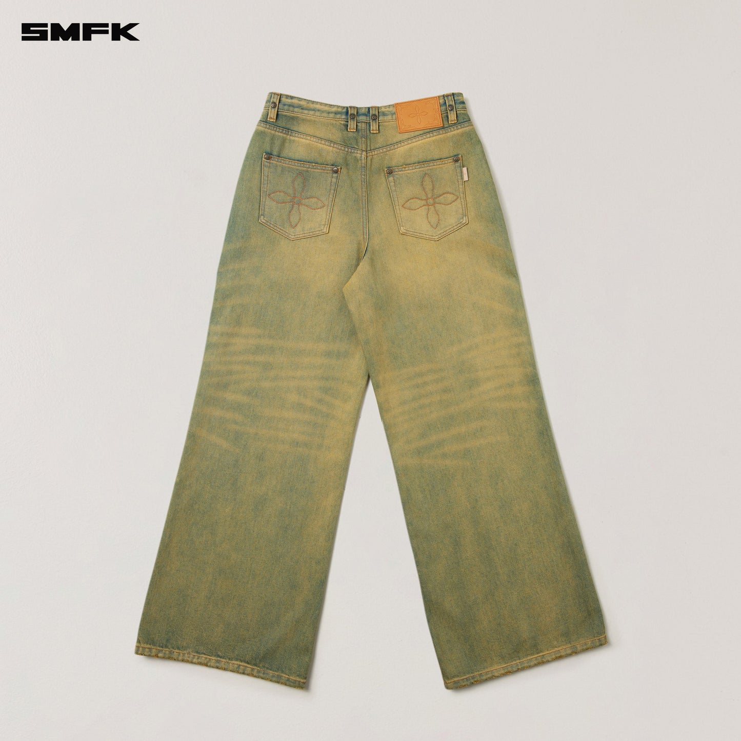 SMFK Compass Wild Horse Loose Denim Pants Cheese