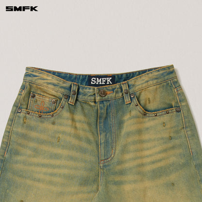 SMFK Compass Wild Horse Loose Denim Pants Cheese