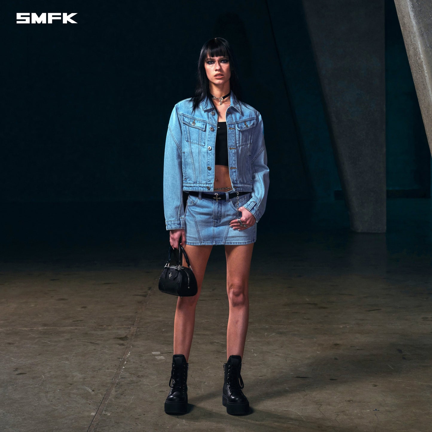 SMFK Wild Mirage Skinny Denim Dress/Cotton Wild Sky Blue