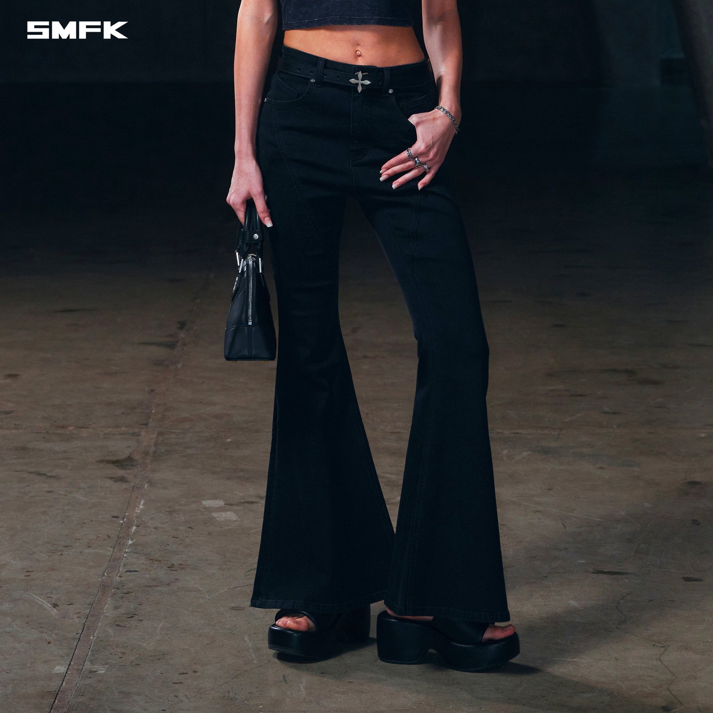 SMFK Wild Mirage Fishtail Denim Pants Cotton Wild Black
