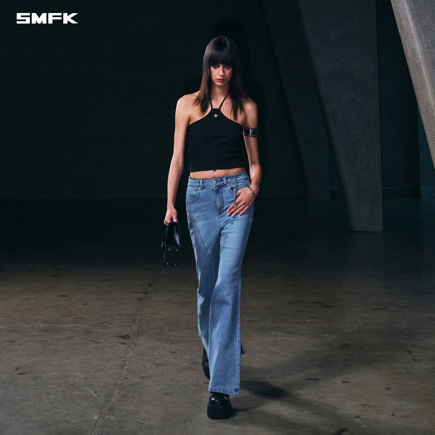 SMFK Wild Mirage Fishtail Denim Pants Cotton Wild Blue