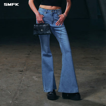 SMFK Wild Mirage Fishtail Denim Pants Cotton Wild Blue