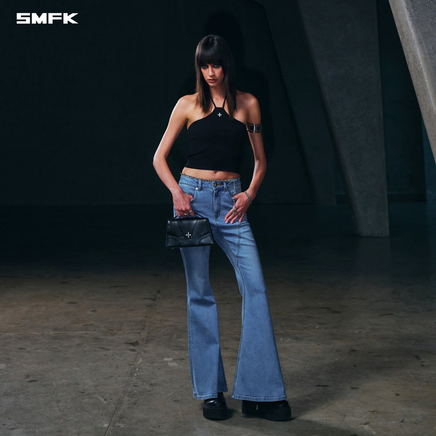 SMFK Wild Mirage Fishtail Denim Pants Cotton Wild Blue