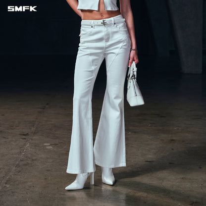SMFK Wild Mirage Fishtail Denim Pants Cotton Cloud White