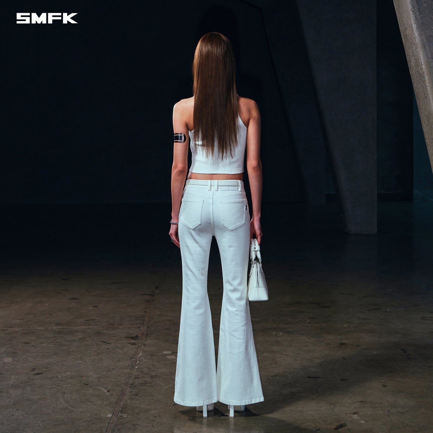 SMFK Wild Mirage Fishtail Denim Pants Cotton Cloud White