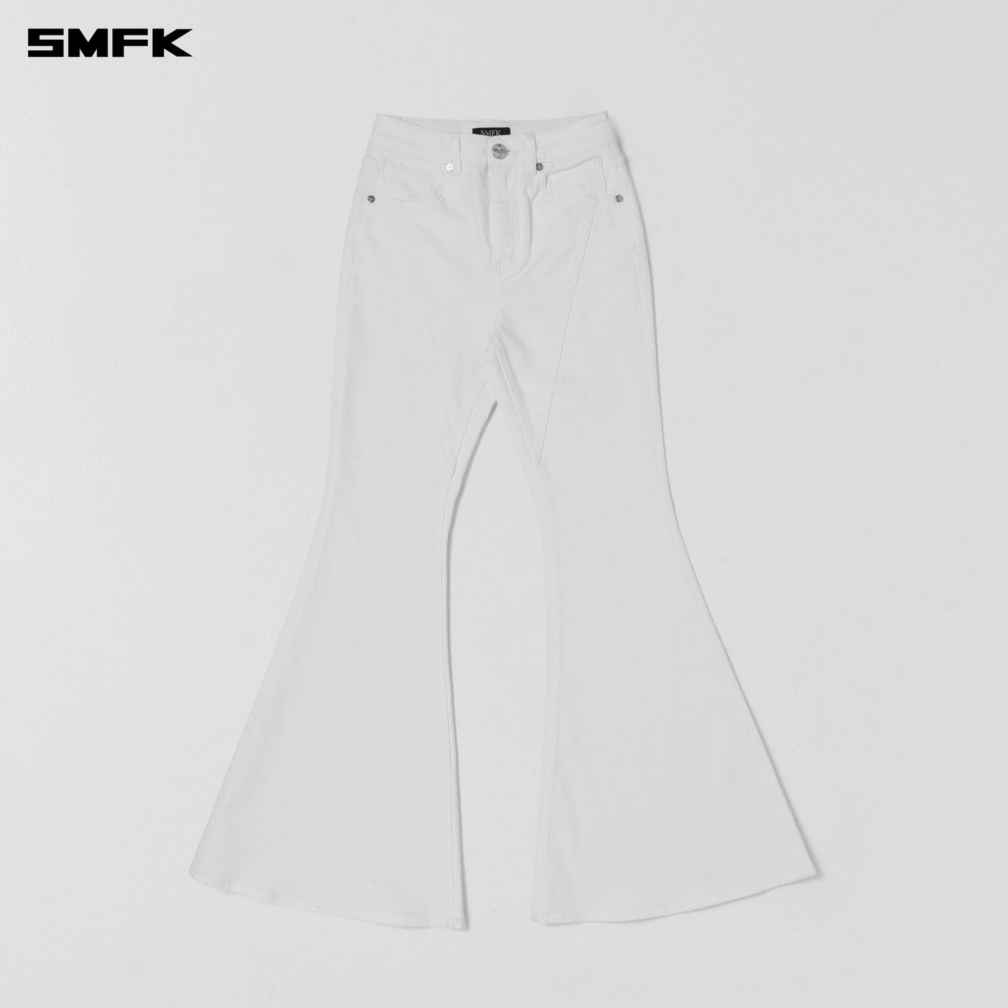 SMFK Wild Mirage Fishtail Denim Pants Cotton Cloud White